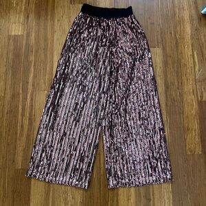 New Victoria's Secret Sequin Sparkling Pink and Black  wide leg pant sz S